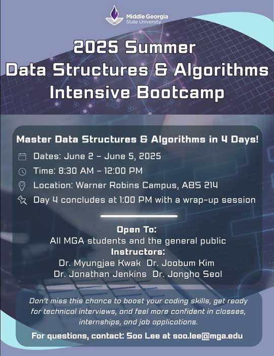 The 2025 MGA Summer Intensive Bootcamp on Data Structures & Algorithms will be hosted by our very own Computer Science Department RSO. 